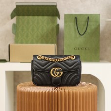 Gucci GG Marmont, 22cm, Black, Model: 446744, Size: 22x13x6cm