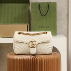 Gucci GG Marmont, 26cm, White, Model: 443497, Size: 26x15x7cm