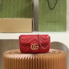 Gucci GG Marmont, 16.5cm, Red, Model: 476433, Size: 16.5x10.2x5.1cm