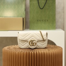 Gucci GG Marmont, 16.5cm, White, Model: 476433, Size: 16.5x10.2x5.1cm