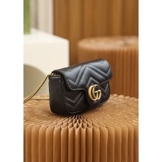 Gucci GG Marmont, 16.5cm, Black, Model: 476433, Size: 16.5x10.2x5.1cm