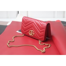Gucci GG Marmont Mini, 18cm, Red, Model: 488426, Size: 18x10.5x4.5cm