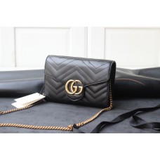 Gucci GG Marmont Mini, 20cm, Black, Model: 474575, Size: 20x13x6cm