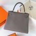 Hermes Hermès Kelly 25cm Togo 8F Tin Grey Waxed Thread Silver Hardware Hand-Stitched