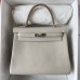 Hermes Hermès Kelly 25cm Togo Ck80 Pearl Grey Waxed Thread Silver Hardware Hand-Stitched