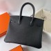 Hermes Hermès Birkin 30cm Epsom Ck89 Black Waxed Thread Silver Hardware Hand-Stitched