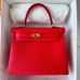 Hermes Hermès Kelly 25cm Togo S3 Heart Red Waxed Thread Gold Hardware Out of Stock Hand-Stitched
