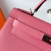 Hermes Hermès Kelly 28cm Epsom 1Q Milk Pink Waxed Thread Silver Hardware Hand-Stitched