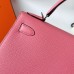 Hermes Hermès Kelly 28cm Epsom 1Q Milk Pink Waxed Thread Silver Hardware Hand-Stitched