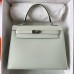 Hermes Hermès Kelly 25cm Epsom 0S Bubble Green Waxed Thread Silver Hardware Hand-Stitched