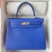 Hermes Hermès Kelly 25cm Togo I7 Lapis Lazuli Blue Waxed Thread Silver Hardware Hand-Stitched