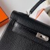 Hermes Hermès Kelly 25cm Touch Swift Imported Plain Leather Lizard Patch Black Waxed Thread Black Silver Hardware Out of Stock Hand-Stitched