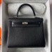 Hermes Hermès Kelly 25cm Touch Swift Imported Plain Leather Lizard Patch Black Waxed Thread Black Silver Hardware Out of Stock Hand-Stitched