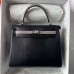 Hermes Hermès Kelly 25cm Touch Swift Imported Plain Leather Lizard Patch Black Waxed Thread Black Silver Hardware Out of Stock Hand-Stitched