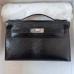 Hermes Hermès Mini Kelly 22cm Lizard Imported Lizard Leather Ck89 Black Waxed Thread Silver Hardware Out of Stock Hand-Stitched