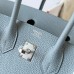 Hermes Hermès Birkin 25cm Togo J7 Flax Blue Waxed Thread Silver Hardware Hand-Stitched