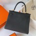 Hermes Hermès Kelly 25cm Togo Ck89 Black Waxed Thread Gold Hardware Hand-Stitched