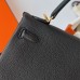 Hermes Hermès Kelly 25cm Togo Ck89 Black Waxed Thread Gold Hardware Hand-Stitched