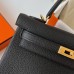 Hermes Hermès Kelly 25cm Togo Ck89 Black Waxed Thread Gold Hardware Hand-Stitched