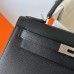 Hermes Hermès Kelly 25cm Epsom Ck89 Black Waxed Thread Silver Hardware Hand-Stitched