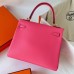 Hermes Hermès Kelly 25cm Swift Imported Plain Leather 8W New Lipstick Pink Waxed Thread Gold Hardware Hand-Stitched
