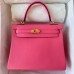 Hermes Hermès Kelly 25cm Swift Imported Plain Leather 8W New Lipstick Pink Waxed Thread Gold Hardware Hand-Stitched