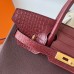 Hermes Hermès Birkin 30cm Touch Togo Calfskin Fog Crocodile Patch 0G Saddle Red Waxed Thread Gold Hardware Out of Stock Hand-Stitched