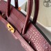 Hermes Hermès Birkin 30cm Touch Togo Calfskin Fog Crocodile Patch 0G Saddle Red Waxed Thread Gold Hardware Out of Stock Hand-Stitched