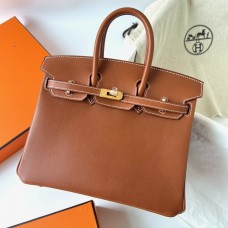Hermes Hermès Birkin 25cm Barenia Smooth Grain Saddle Leather Ck37 Golden Brown Waxed Thread Gold Hardware Out of Stock Hand-Stitched