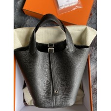 Hermes Hermès Picotin 18 Taurillon Clemence 89 Black Silver Hardware Hand-Stitched