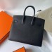 Hermes Hermès Birkin 25cm Sellier External Stitching Epsom Ck89 Black Hand-Stitched Silver Hardware Hand-Stitched