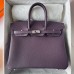 Hermes Hermès Birkin 25cm Togo 59 Grape Purple Waxed Thread Silver Hardware Hand-Stitched
