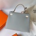 Hermes Hermès Kelly 28cm Epsom 8U Glacier Blue with I2 Cream White Waxed Thread Satin Gold Hardware Hand-Stitched