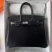 Hermes Hermès Birkin 25cm Box Leather Ck89 Black Waxed Thread Silver Hardware Hand-Stitched