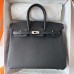 Hermes Hermès Birkin 25cm Epsom Ck89 Black Waxed Thread Silver Hardware Hand-Stitched