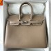 Hermes Hermès Birkin 25cm Sellier External Stitching Epsom Ck18 Elephant Grey Waxed Thread Silver Hardware Hand-Stitched