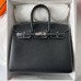 Hermes Hermès Birkin 25cm Sellier External Stitching Epsom Ck89 Black Waxed Thread Silver Hardware Hand-Stitched