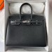 Hermes Hermès Birkin 25cm Sellier External Stitching Epsom Ck89 Black Waxed Thread Silver Hardware Hand-Stitched