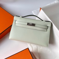 Hermes Hermès Mini Kelly 22cm Epsom 0S Bubble Green Waxed Thread Silver Hardware Hand-Stitched