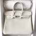 Hermes Hermès Birkin 25cm Togo 0T Mushroom White Waxed Thread Silver Hardware Hand-Stitched