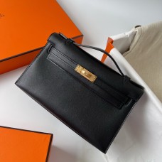 Hermes Hermès Mini Kelly 22cm Swift Imported Plain Leather Ck89 Black Waxed Thread Gold Hardware Hand-Stitched