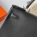 Hermes Hermès Kelly 25cm Togo Ck89 Black Waxed Thread Silver Hardware Hand-Stitched