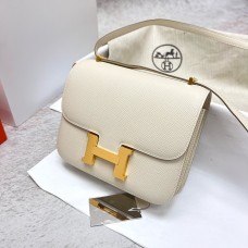 Hermes Hermès Constance 19cm Epsom Mirror Style Ck10 Milk White Waxed Thread Gold Hardware Hand-Stitched