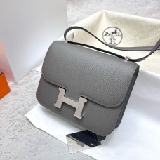 Hermes Hermès Constance 19cm Epsom Mirror Style 0L Cumulonimbus Grey Waxed Thread Silver Hardware Hand-Stitched