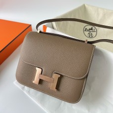 Hermes Hermès Constance 19cm Epsom Ck18 Elephant Grey Waxed Thread Rose Gold Hardware Hand-Stitched