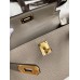 Hermes Hermès Mini Kelly 19cm Imported Epsom Leather Asphalt Grey Gold Hardware Hand-Stitched