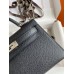 Hermes Hermès Mini Kelly 19cm Imported Epsom Leather Black Silver Hardware Hand-Stitched