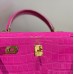 Hermes Hermès Kelly 28 Arabian Nights Purple Crocodile Skin Pattern Inner Layer Sheepskin Hand-Stitched Hand-Stitched