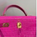 Hermes Hermès Kelly 28 Arabian Nights Purple Crocodile Skin Pattern Inner Layer Sheepskin Hand-Stitched Hand-Stitched