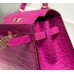 Hermes Hermès Kelly 28 Arabian Nights Purple Crocodile Skin Pattern Inner Layer Sheepskin Hand-Stitched Hand-Stitched